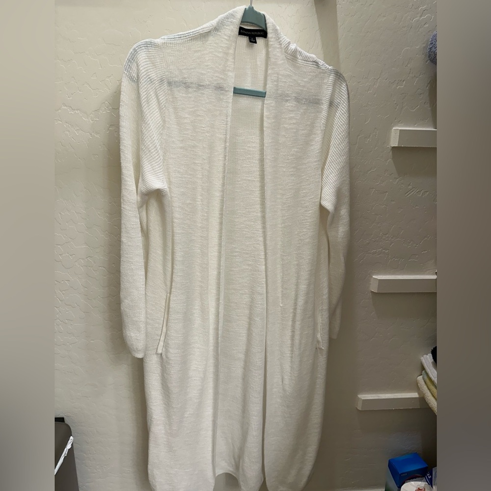 Banana Republic White Knit Cardigan